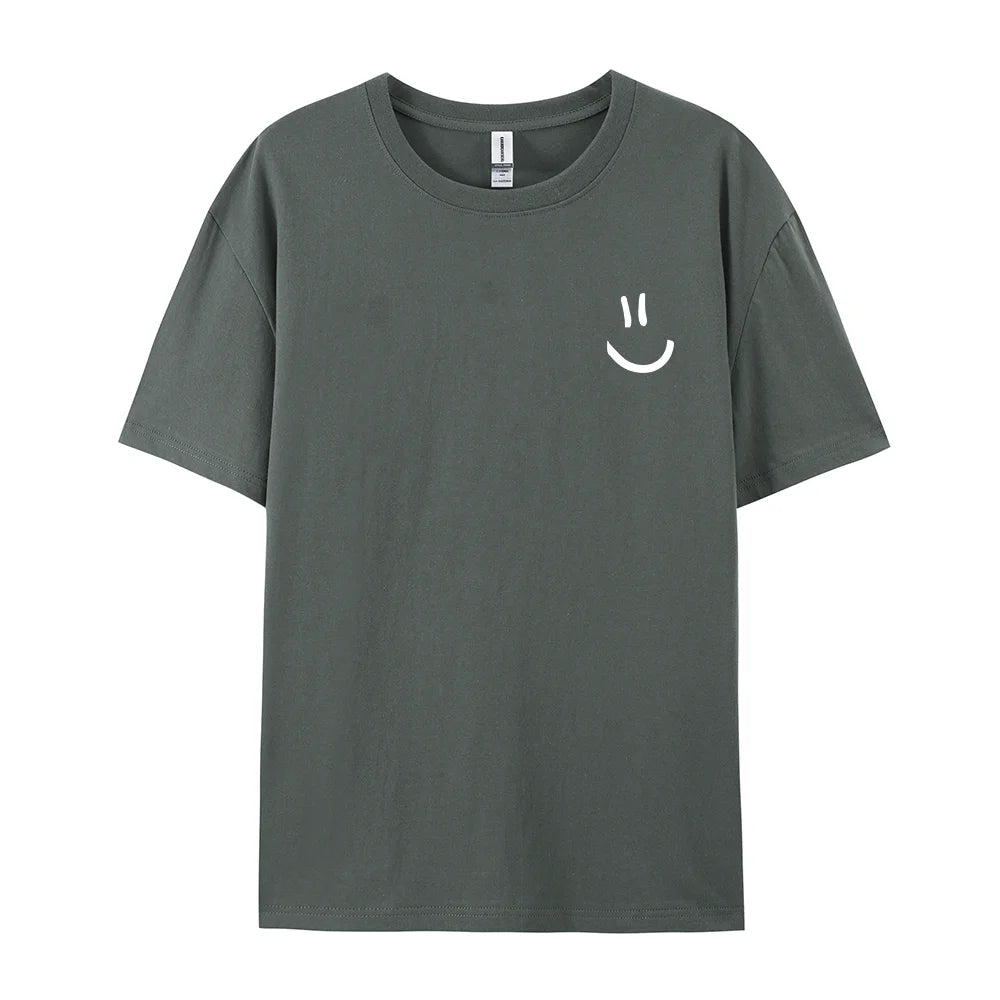 Minimalist Smile Face Style Graphic Print T Shirt