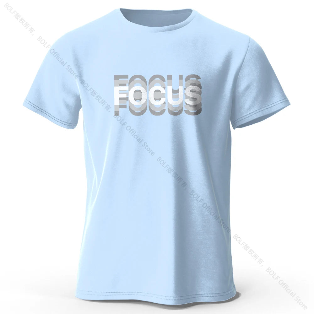 Focus Letter Minimalist Style 100% Cotton Short Sleeve T-Shirt
