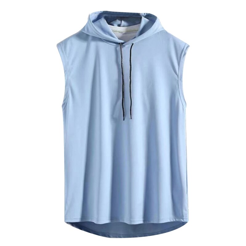 Men's Sleeveless Drawstring Hoodie | Hooded Tank Top