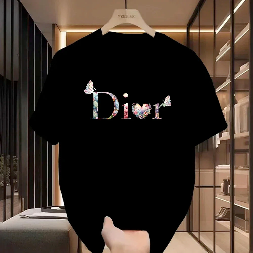 Women Casual T-Shirt Y2k Designer Ladies Luxury Vintage Trendy Pullover T Shirts