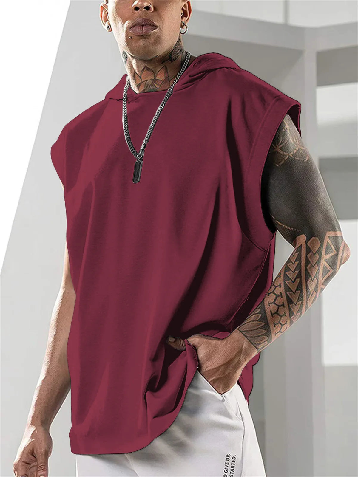 Men's fashion sleeveless hoodie