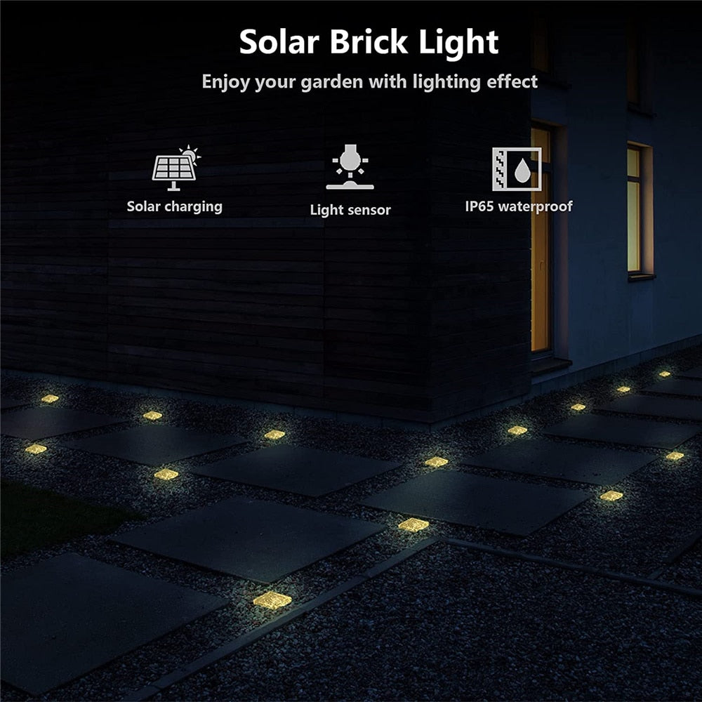 Solar Brick Ice Cube Light Waterproof LED Outdoor Path Decoration