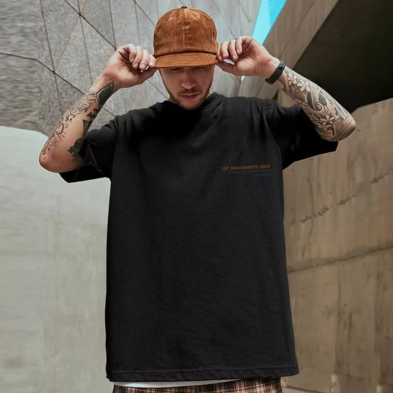 Oversized Cartoon Trendy Anime Bear Printed Men's T-Shirt