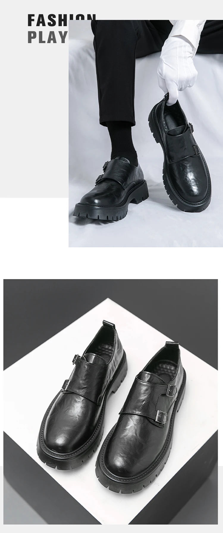 Leather Shoes Designer Casual Business Dress Oxfords Platform Loafers Slip-on Moccasins Thick Sole Wedding Shoes