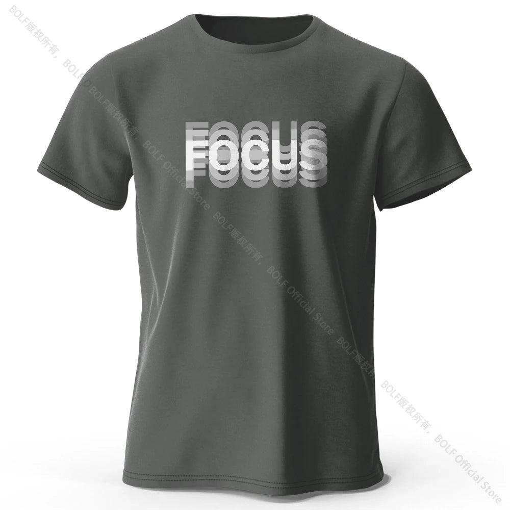 Focus Letter Minimalist Style 100% Cotton Short Sleeve T-Shirt