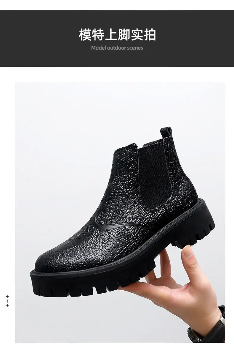 Chelsea boots, genuine leather, big toe thick sole, midsole, men's chimney boots, leather boots
