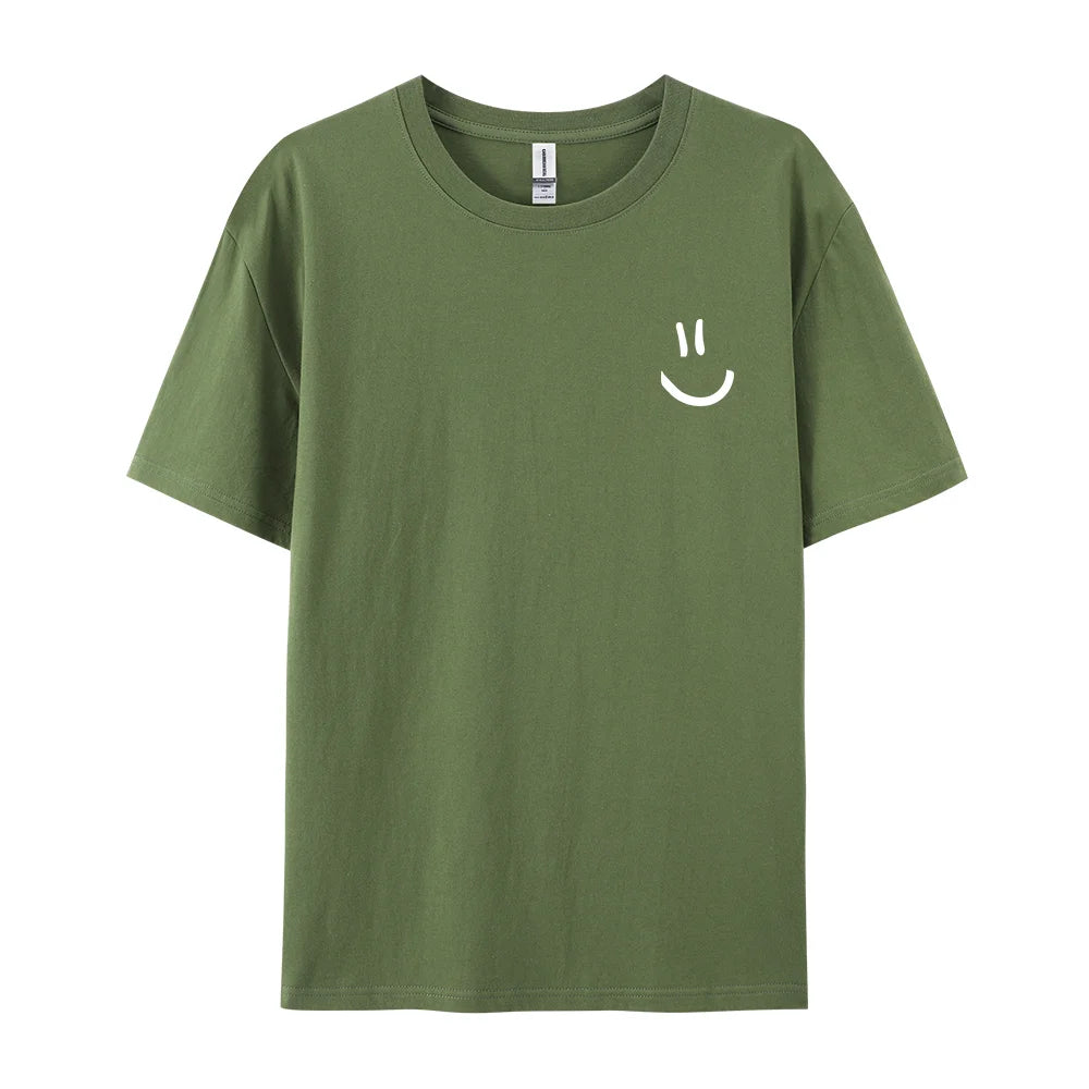 Minimalist Smile Face Style Graphic Print T Shirt