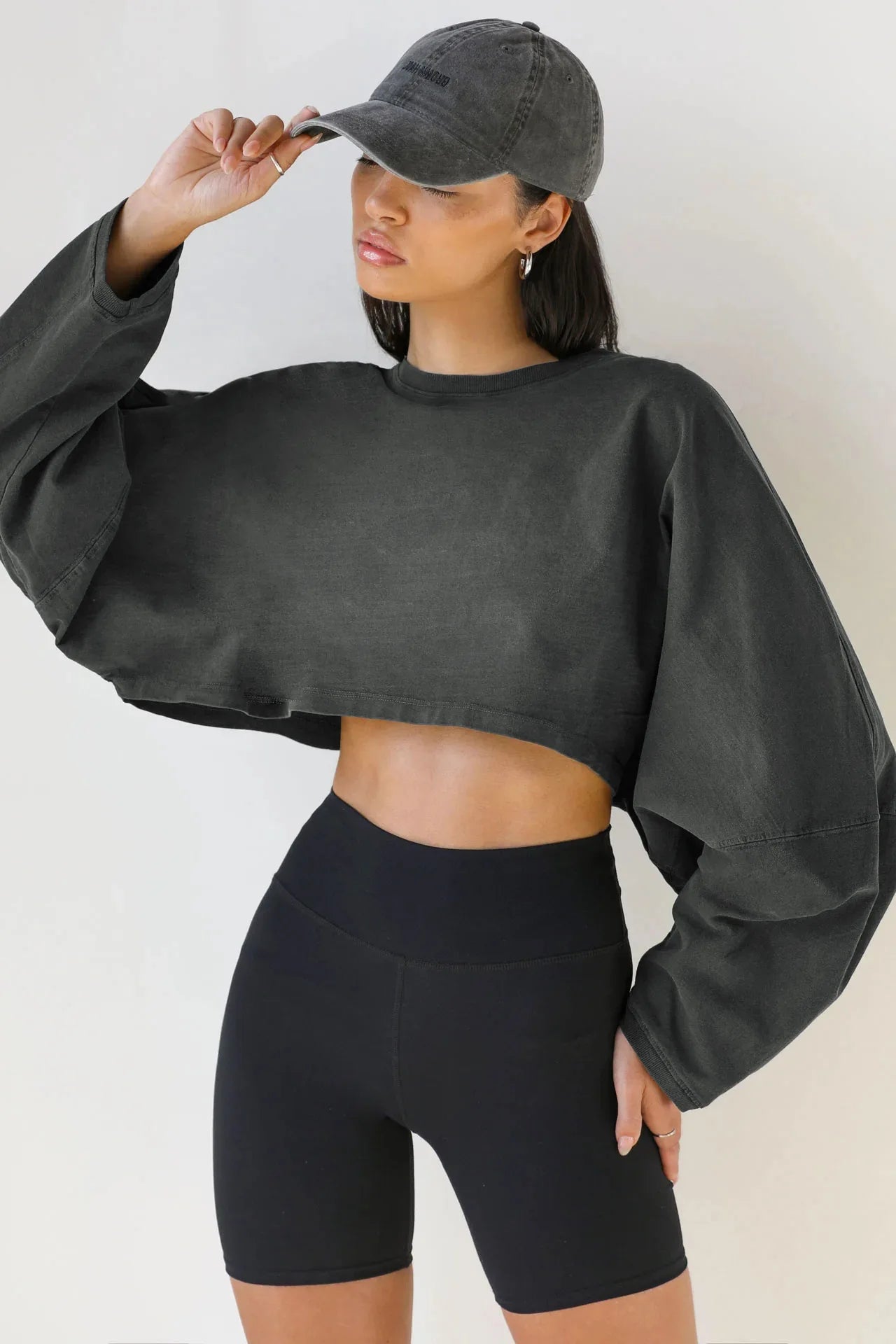 Women's Loose Long Sleeve Pullover Casual Workout Sexy Female Crop Sweatshirt