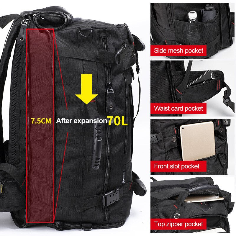 50-70L Expandable Backpack | Travel/Sports/Duffle/Business/School