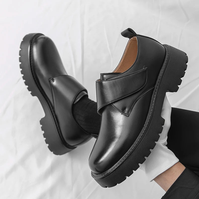 Men's Thick Bottom Oxford Shoes Casual Leather Shoes Fashion Business Formal Dress Footwear