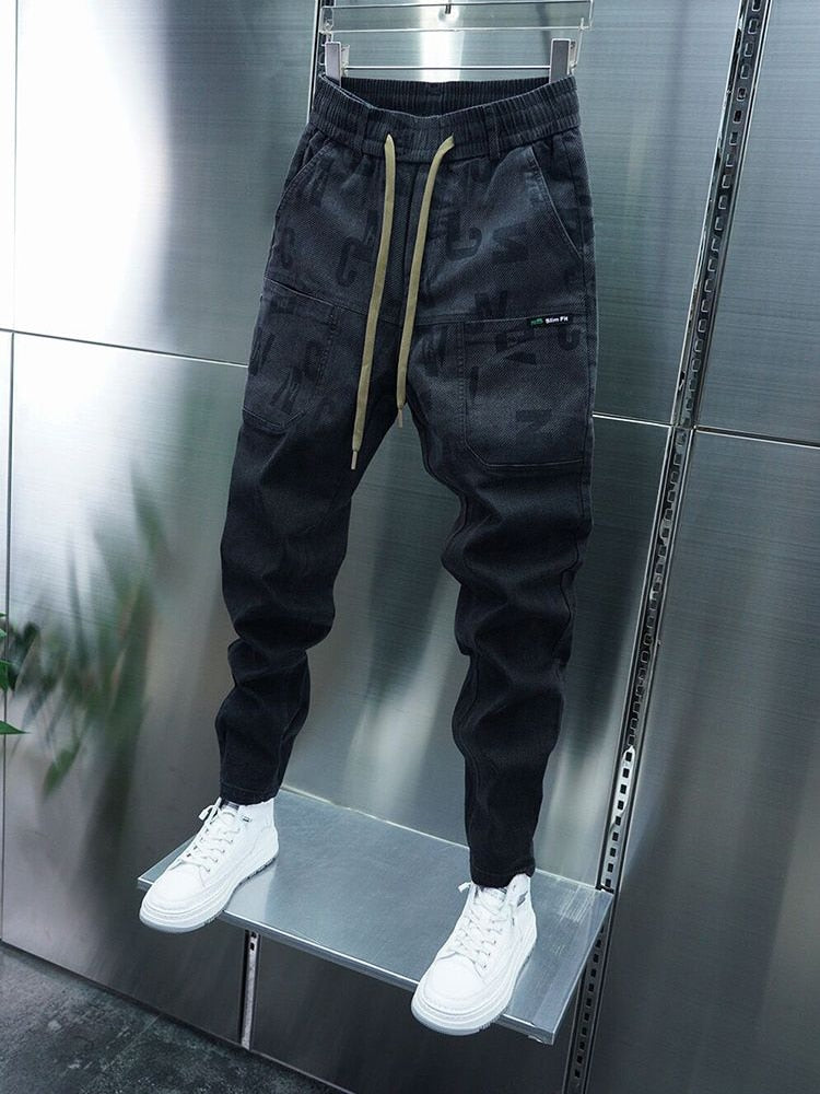 Cargo Skinny Harem Pants | Black Print