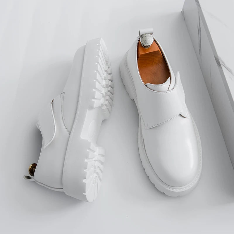 Men's Thick Bottom Oxford Shoes Casual Leather Shoes Fashion Business Formal Dress Footwear