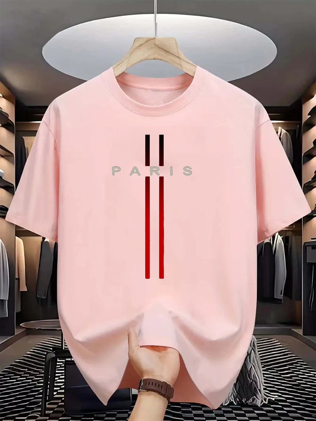 Men's Pure Cotton Summer Casual Fashion Paris Letter Printed