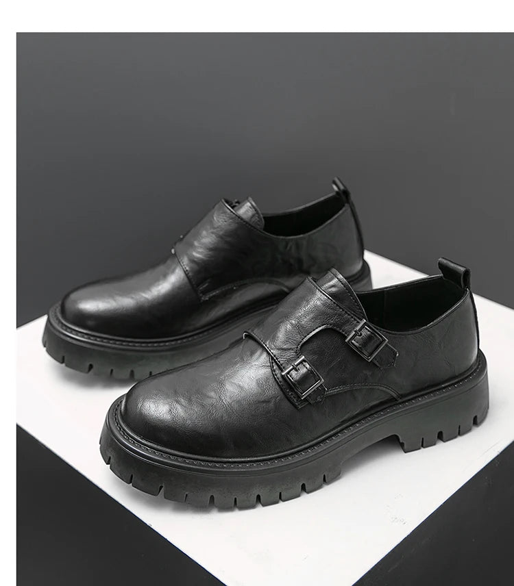Leather Shoes Designer Casual Business Dress Oxfords Platform Loafers Slip-on Moccasins Thick Sole Wedding Shoes