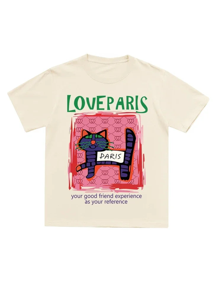 Fashion Pure Cotton Printed Bear Short-sleeved Unisex Plus Size  T-shirt