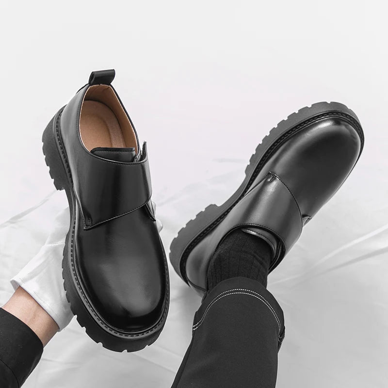 Men's Thick Bottom Oxford Shoes Casual Leather Shoes Fashion Business Formal Dress Footwear