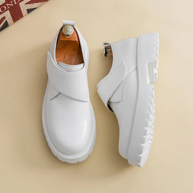 Men's Thick Bottom Oxford Shoes Casual Leather Shoes Fashion Business Formal Dress Footwear