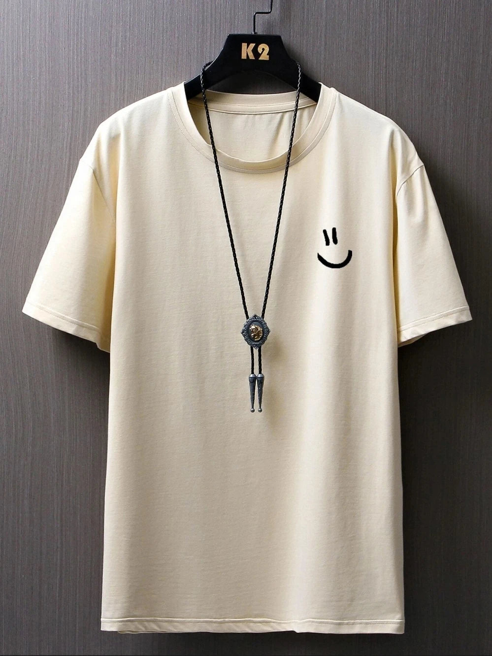 Minimalist Smile Face Style Graphic Print T Shirt