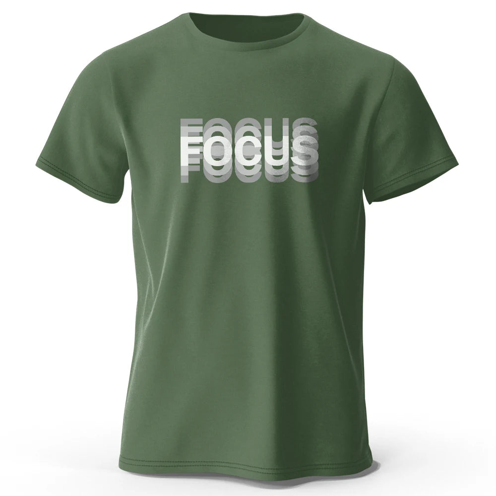 Focus Letter Minimalist Style 100% Cotton Short Sleeve T-Shirt