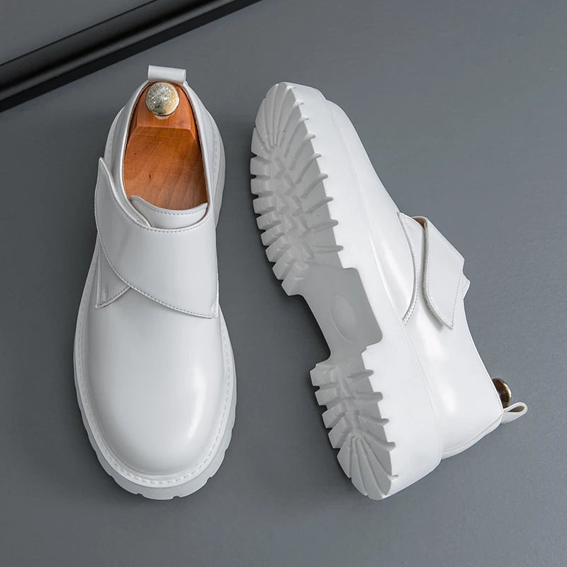 Men's Thick Bottom Oxford Shoes Casual Leather Shoes Fashion Business Formal Dress Footwear