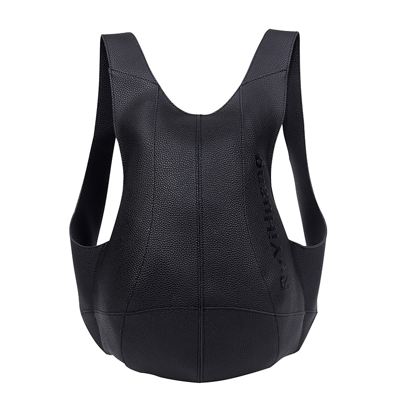 Unisex Anti-theft Backpack | Black PU Leather