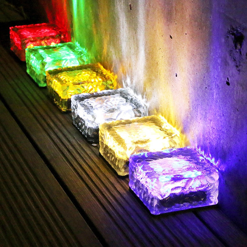 Solar Brick Ice Cube Light Waterproof LED Outdoor Path Decoration