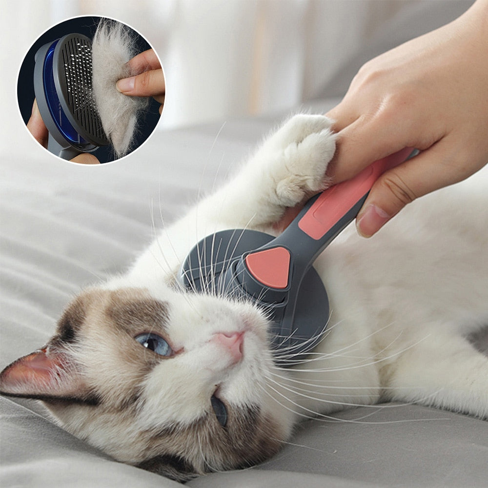 Self-Cleaning Pet Comb Hair Brush & Flashlight Nail Clipper Cat/Dog