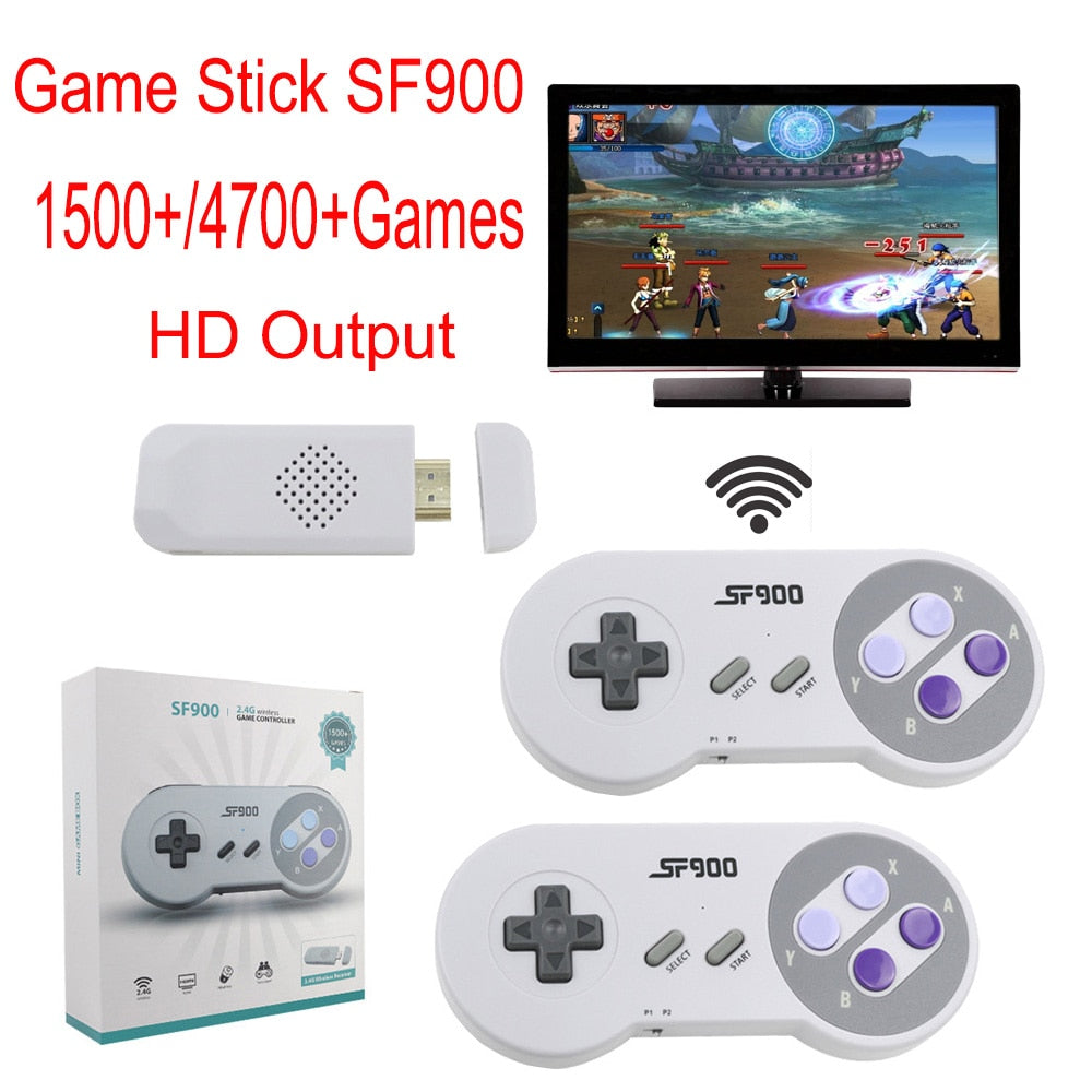 Super Nintendo Game Stick 1500 Retro Games 6 Bit Game Stick HD Video Wireless Controllers NES SNES