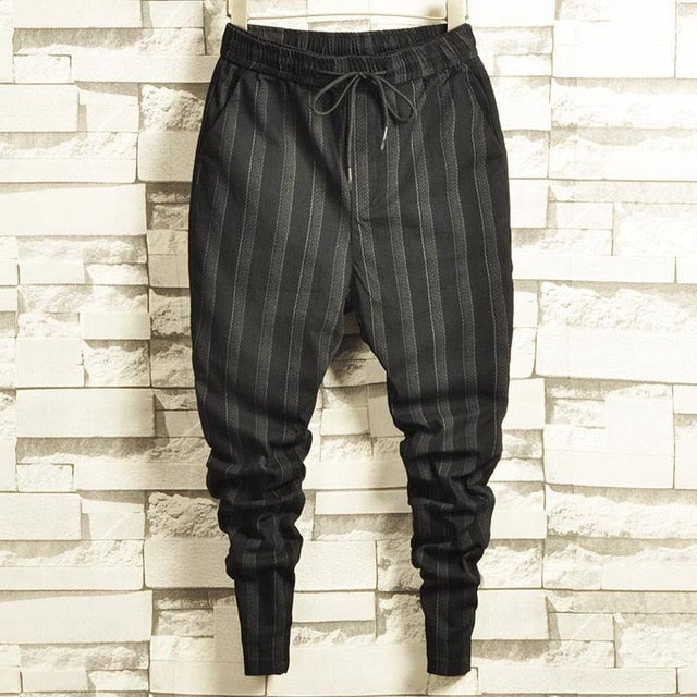 Stretchy Striped Harem Cuffed Trousers