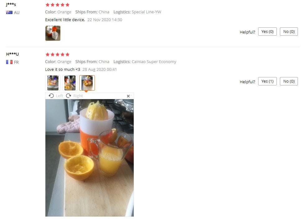 Portable Manual Citrus Juicer Squeezer 300ML